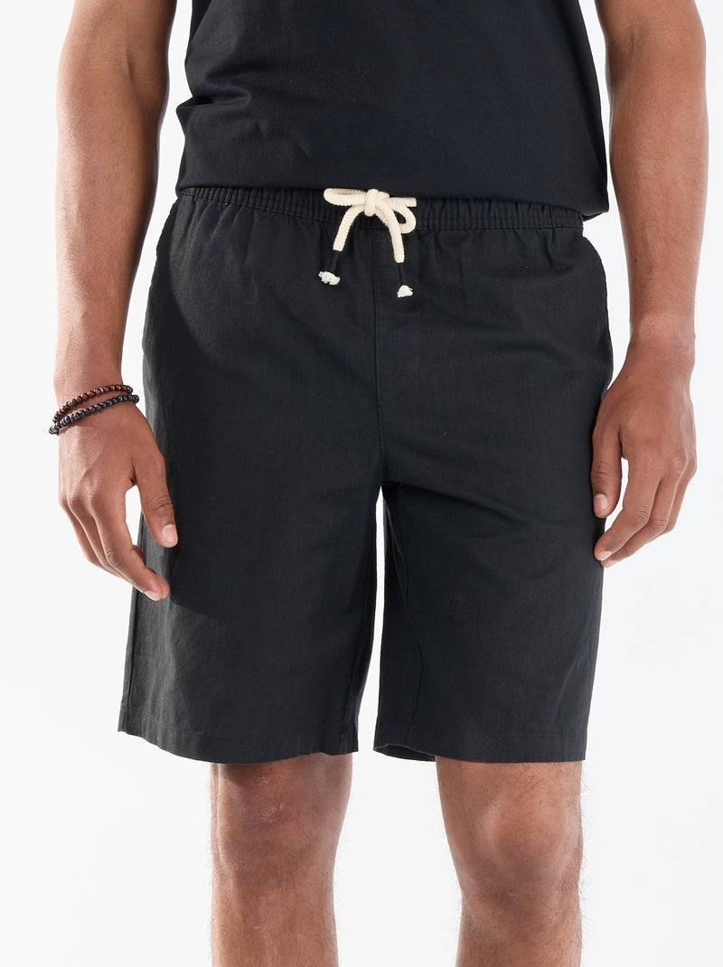 Bermuda in misto lino Nero - Kiabi