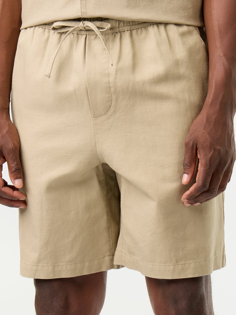 Bermuda in misto lino tinta unita Beige - Kiabi