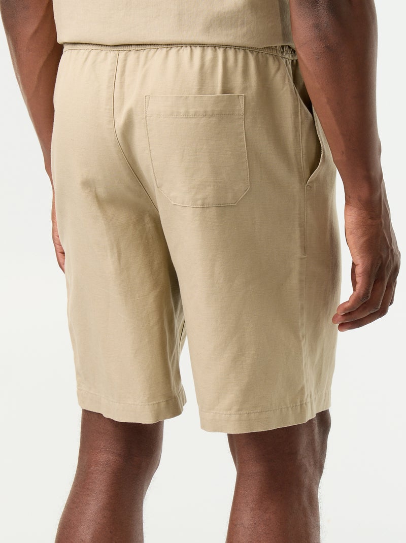 Bermuda in misto lino tinta unita Beige - Kiabi