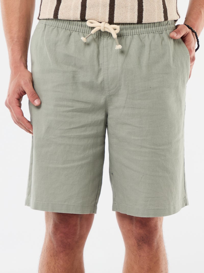 Bermuda in misto lino Verde - Kiabi