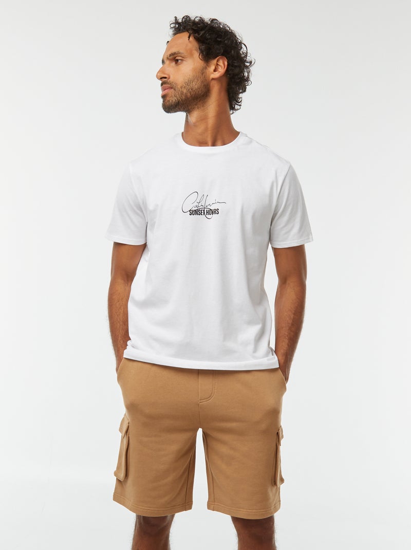Bermuda in tessuto felpato leggero multitasche Beige - Kiabi