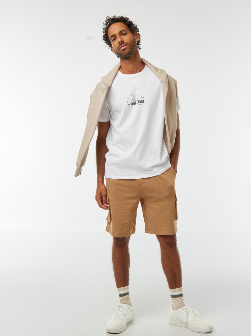Bermuda in tessuto felpato leggero multitasche Beige - Kiabi