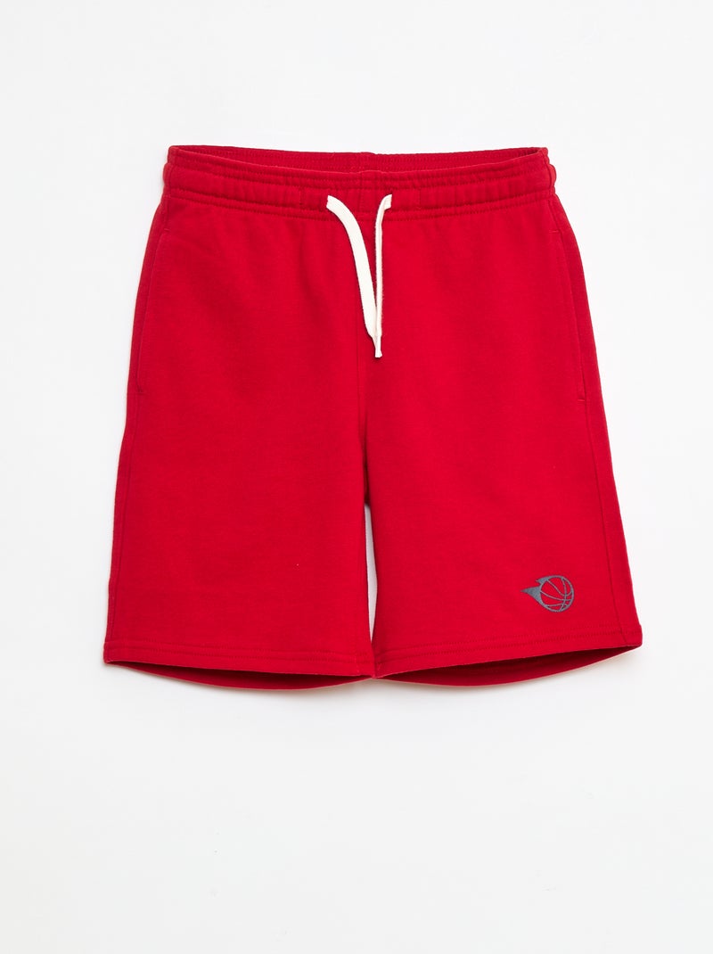 Bermuda in tessuto felpato Rosso - Kiabi
