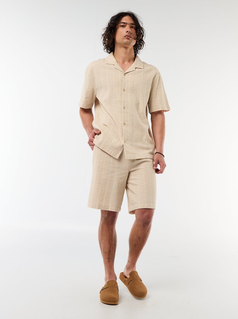 Bermuda in tessuto tipo crêpe Beige - Kiabi