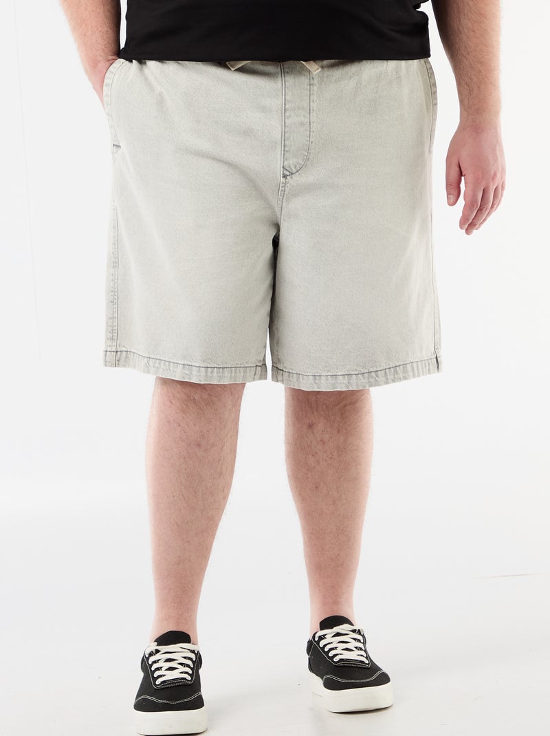 Bermuda in twill con coulisse Grigio - Kiabi