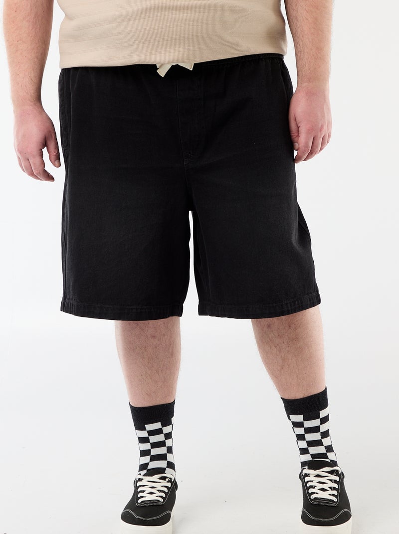 Bermuda in twill con coulisse Nero - Kiabi