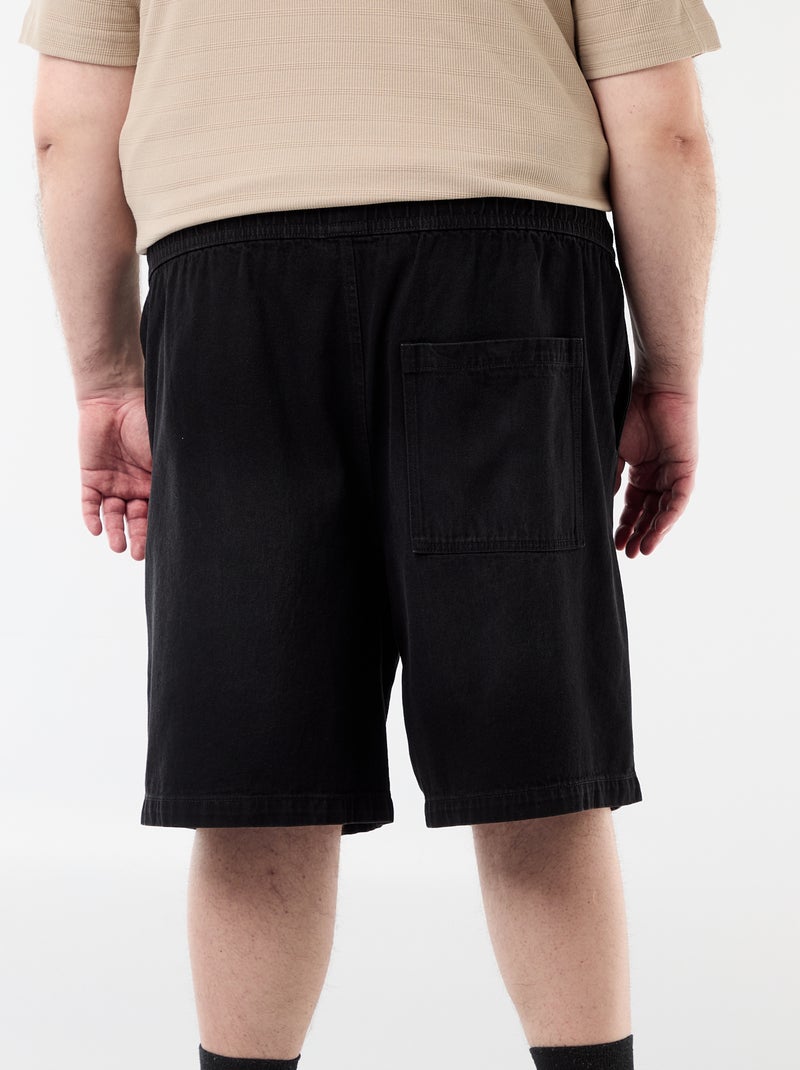 Bermuda in twill con coulisse Nero - Kiabi