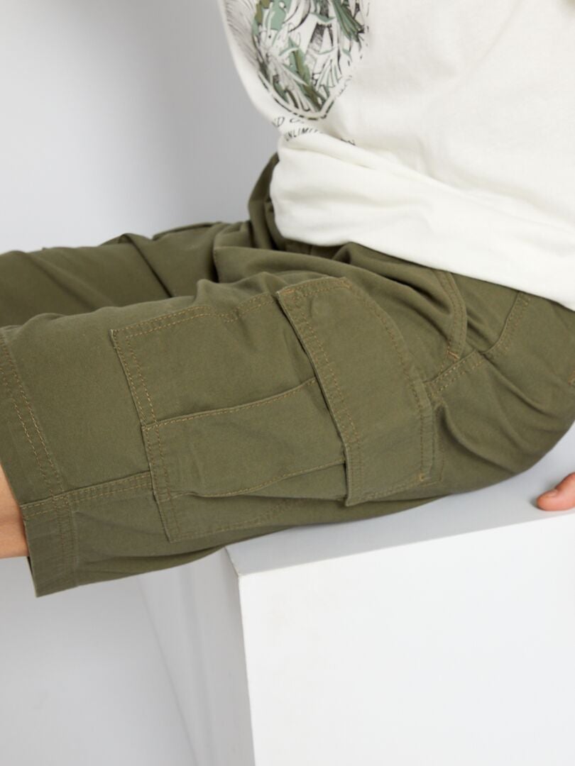Bermuda in twill con tasche con patta KAKI - Kiabi