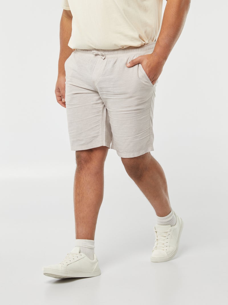 Bermuda leggeri in cotone e lino con elastico in vita BEIGE - Kiabi