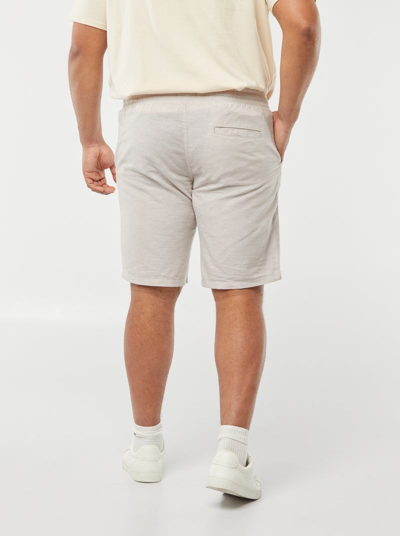 Bermuda leggeri in cotone e lino con elastico in vita BEIGE - Kiabi