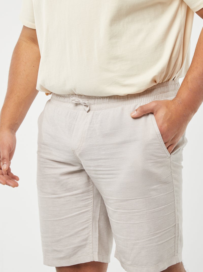 Bermuda leggeri in cotone e lino con elastico in vita BEIGE - Kiabi