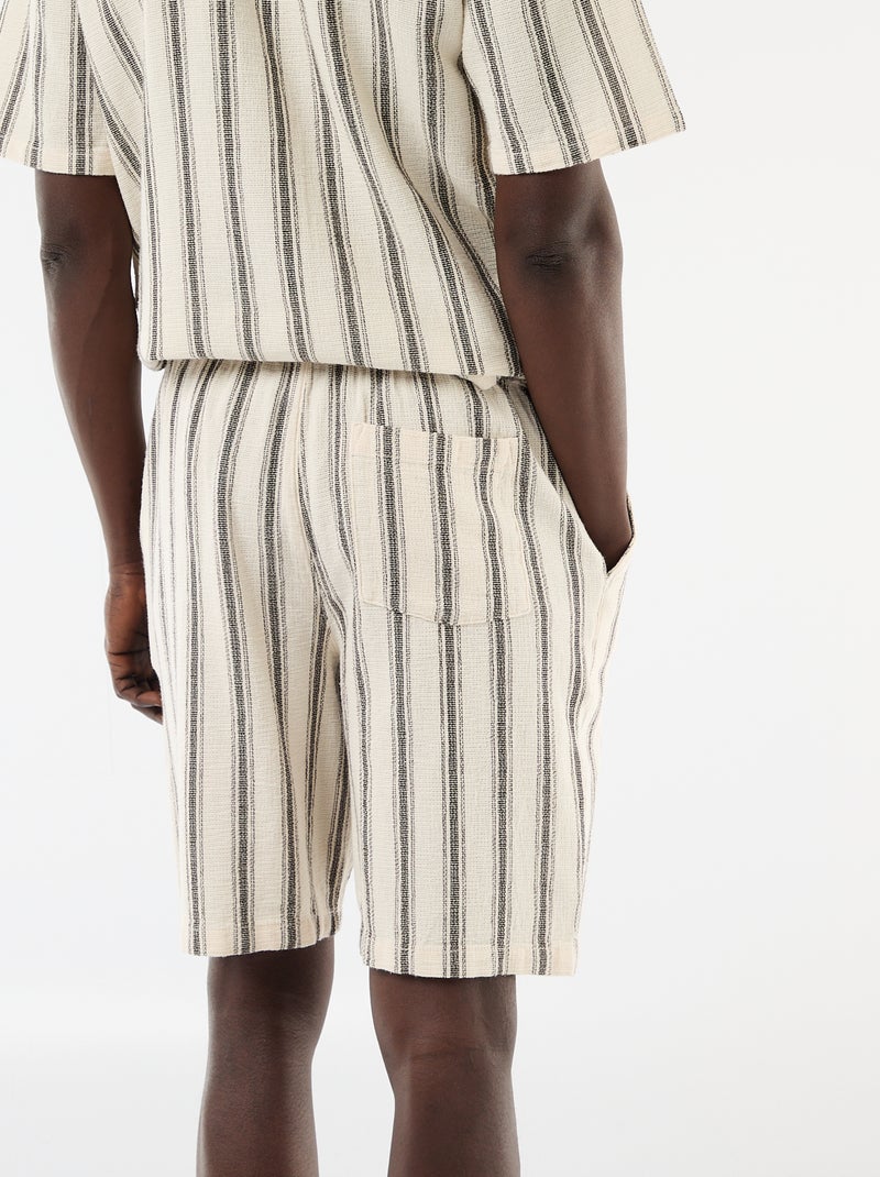 Bermuda leggero a righe Beige - Kiabi