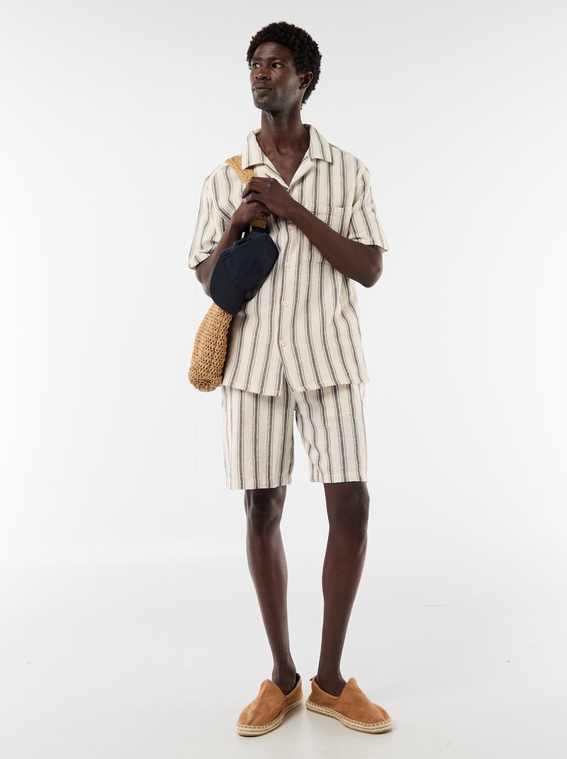 Bermuda leggero a righe Beige - Kiabi