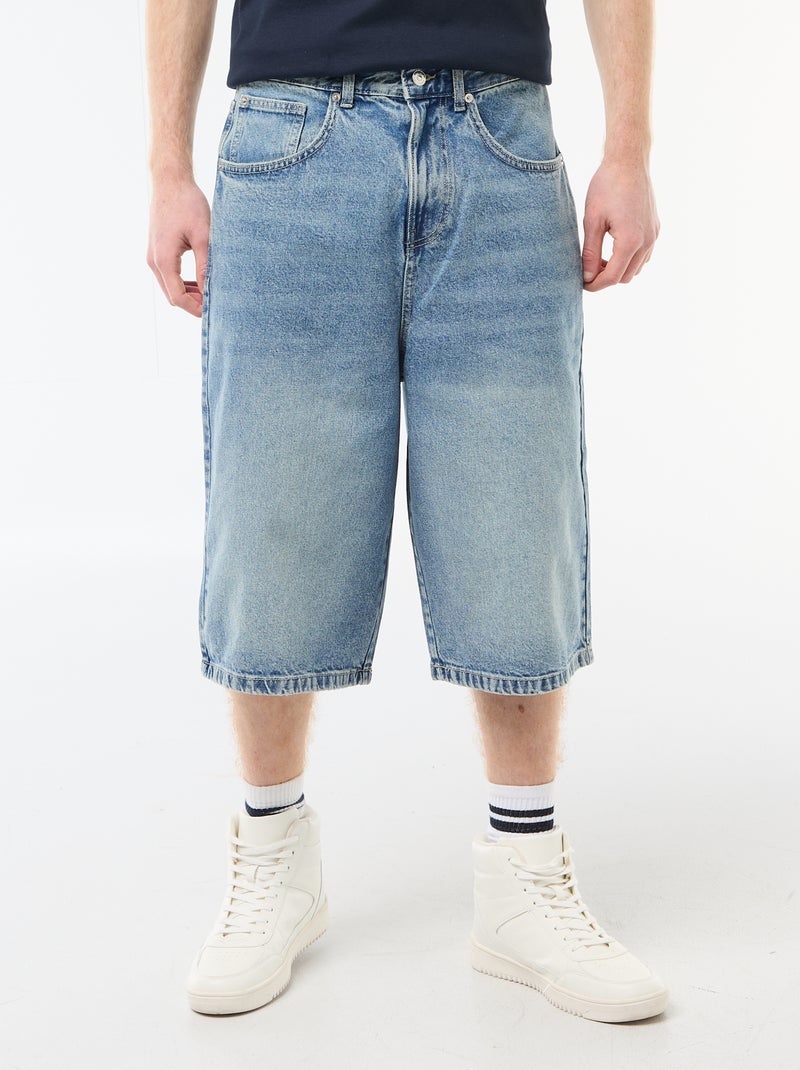 Bermuda lungo denim in cotone Blu - Kiabi