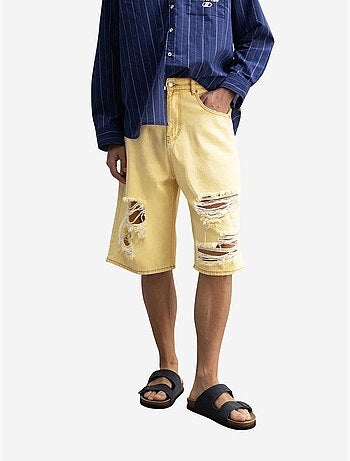 Bermuda midi in denim destroyed a gamba ampia giesto