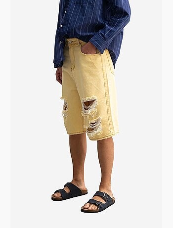 Bermuda midi in denim destroyed a gamba ampia giesto