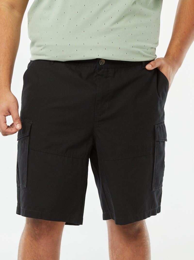 Bermuda multi-tasche in twill nero - Kiabi