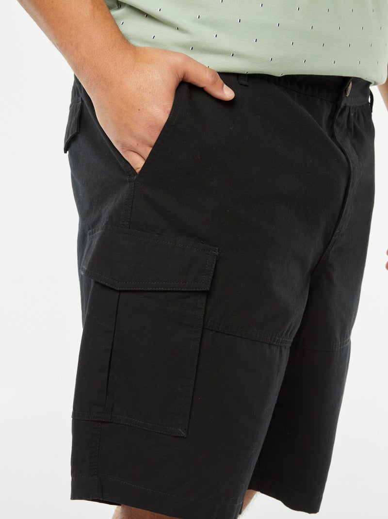 Bermuda multi-tasche in twill nero - Kiabi