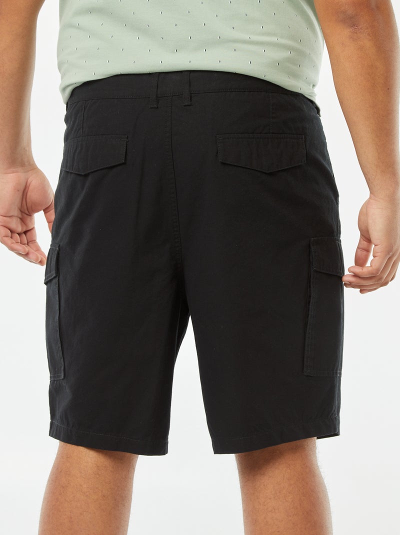 Bermuda multi-tasche in twill nero - Kiabi