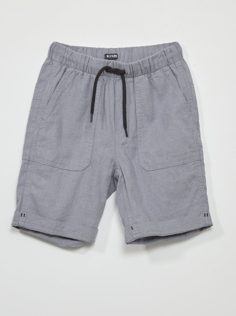 Bermuda regular fit in cotone lino BLU - Kiabi
