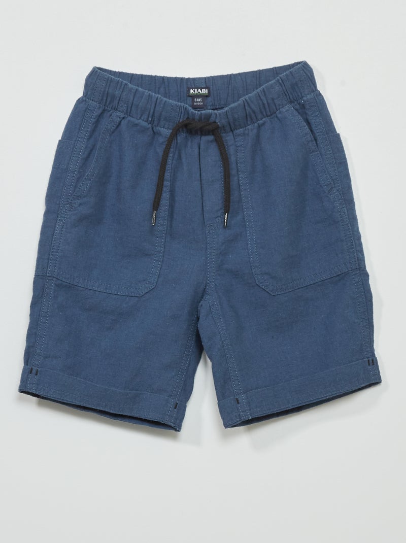 Bermuda regular fit in cotone lino blu scuro - Kiabi