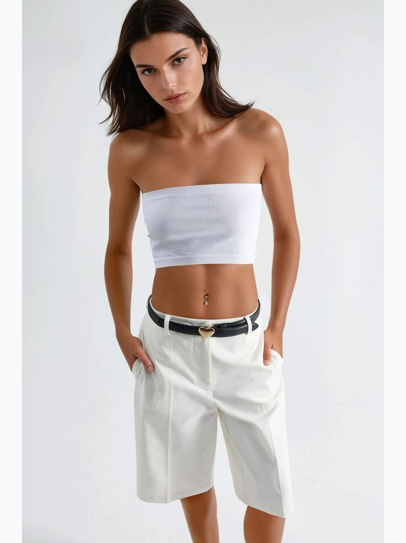 Bermuda straight fit (senza cintura) hiccup Bianco - Kiabi