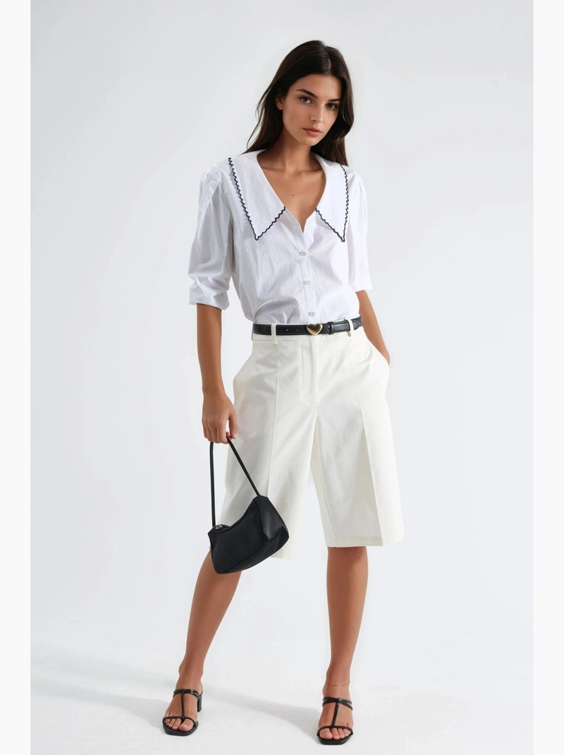 Bermuda straight fit (senza cintura) hiccup Bianco - Kiabi
