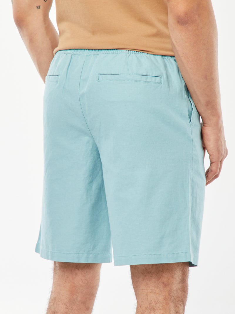 Bermuda Pantaloncini Uomo Corti Lino Pantalaccio Basic Tinta Unita Bei - Foto 7