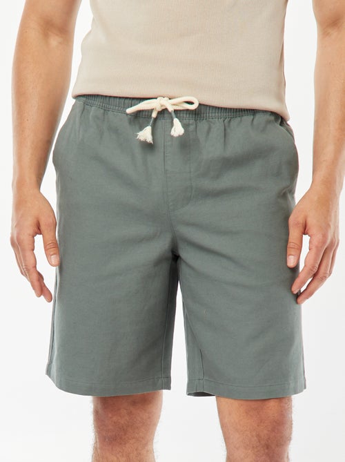 Bermuda tinta unita con vita elasticizzata + cordoncini - Kiabi