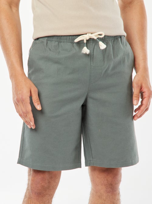 Bermuda tinta unita con vita elasticizzata + cordoncini - Kiabi