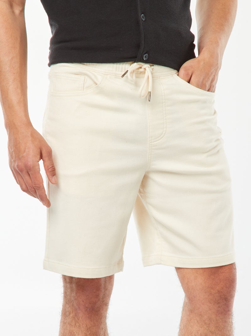 Bermuda Tinta Unita Con Vita Elasticizzata E Cordoncini Da Stringere Bianco P978060c978065 - Foto 12