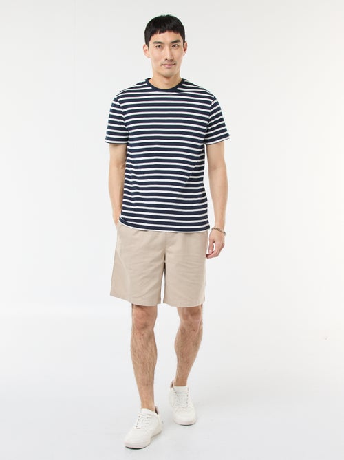 Bermuda tinta unita in cotone e lino - Kiabi