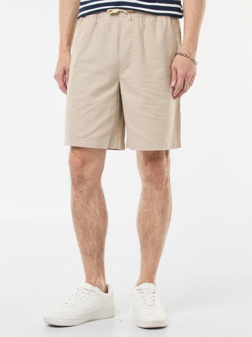 Bermuda tinta unita in cotone e lino - Kiabi