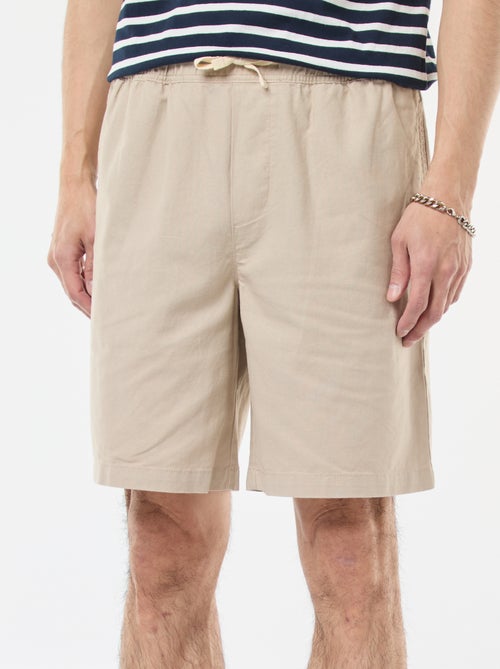 Bermuda tinta unita in cotone e lino - Kiabi