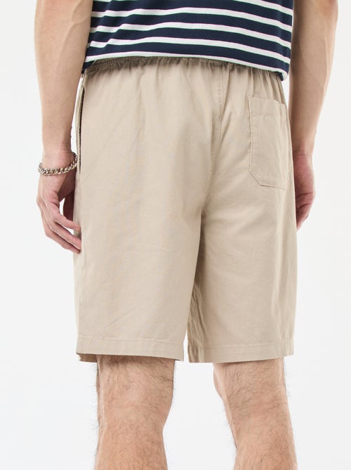 Bermuda tinta unita in cotone e lino - Kiabi