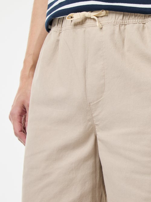 Bermuda tinta unita in cotone e lino - Kiabi