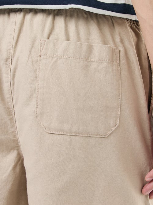 Bermuda tinta unita in cotone e lino - Kiabi