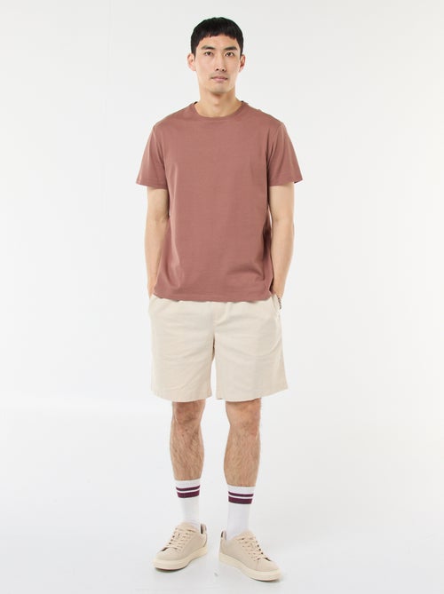 Bermuda tinta unita in cotone e lino - Kiabi