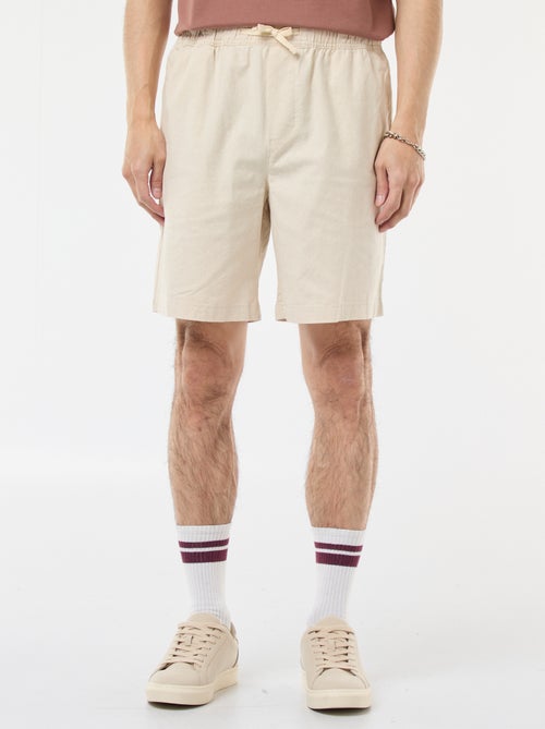 Bermuda tinta unita in cotone e lino - Kiabi