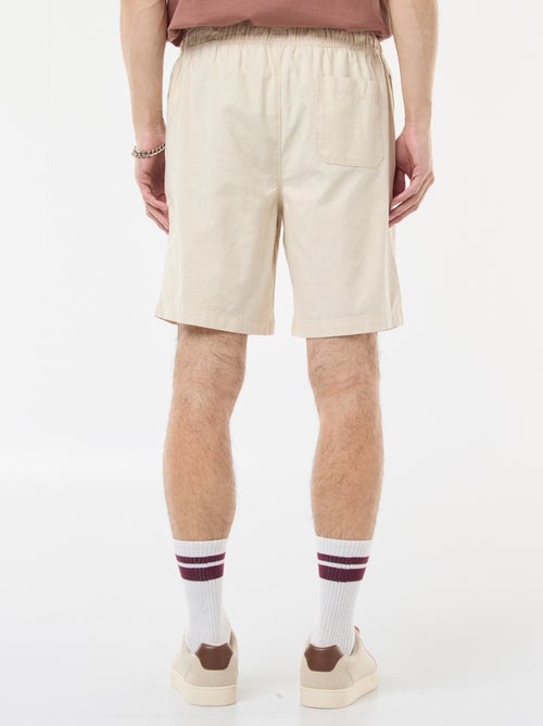 Bermuda tinta unita in cotone e lino - Kiabi