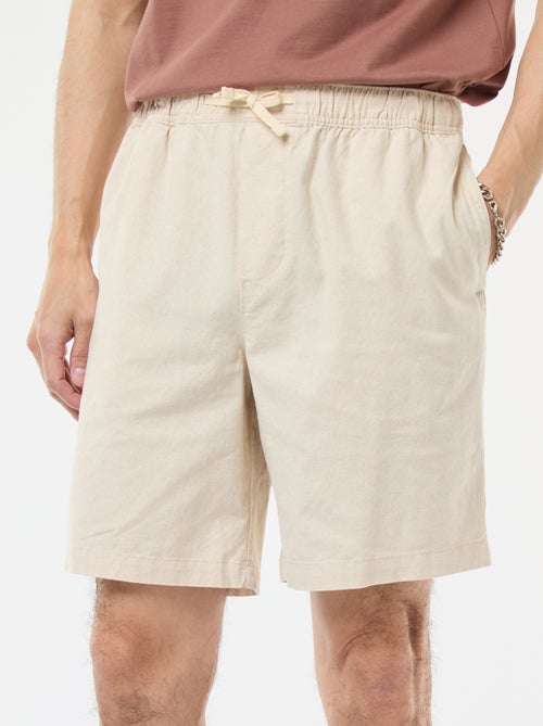 Bermuda tinta unita in cotone e lino - Kiabi