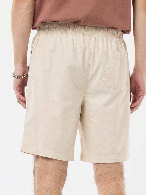 Bermuda tinta unita in cotone e lino - Kiabi