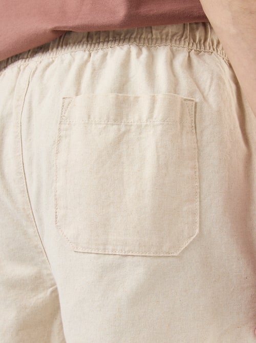 Bermuda tinta unita in cotone e lino - Kiabi