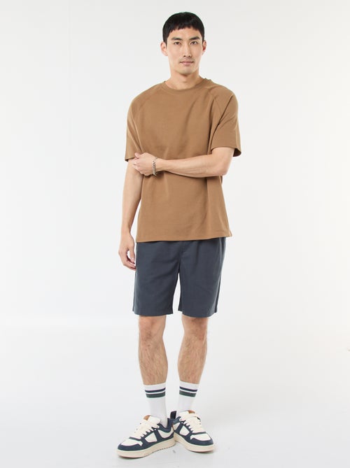 Bermuda tinta unita in cotone e lino - Kiabi