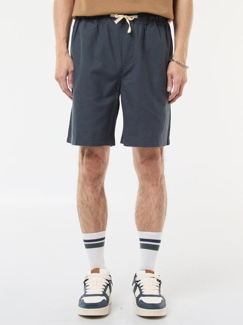 Bermuda tinta unita in cotone e lino - Kiabi