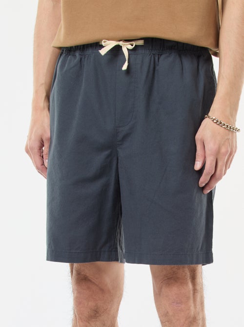 Bermuda tinta unita in cotone e lino - Kiabi