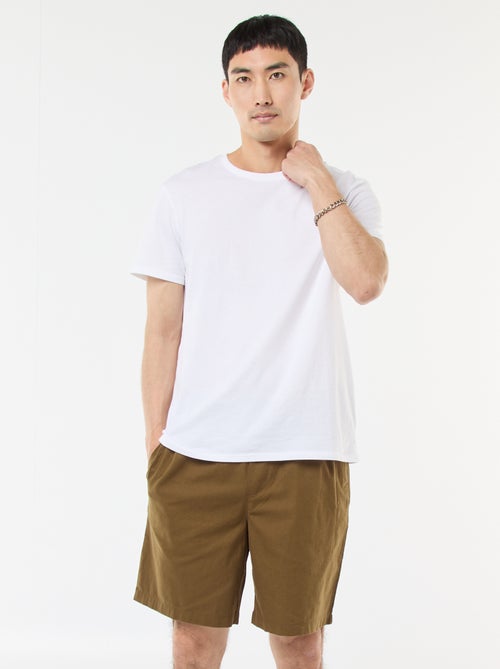 Bermuda tinta unita in cotone e lino - Kiabi