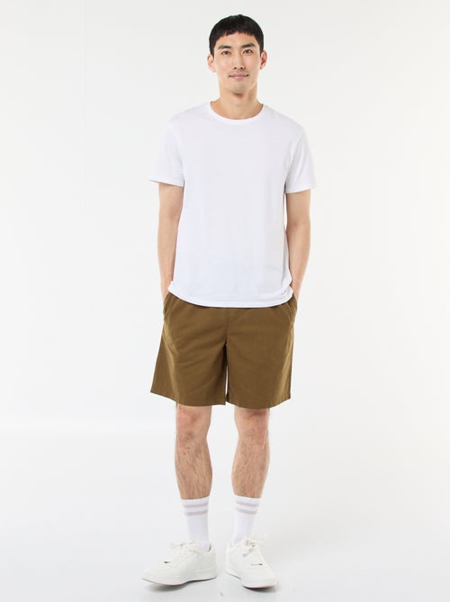 Bermuda tinta unita in cotone e lino - Kiabi