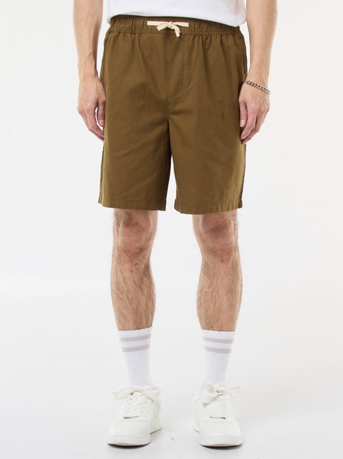 Bermuda tinta unita in cotone e lino - Kiabi