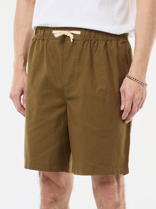 Bermuda tinta unita in cotone e lino - Kiabi